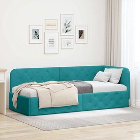 vidaXL Estrutura de Cama de Canto Turquesa 80 x 200 cm Veludo