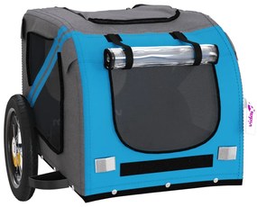 Reboque bicicleta p/ animais tecido oxford/ferro azul/cinza