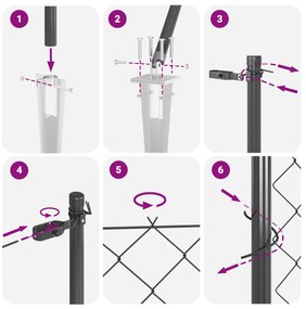 Cerca de Cadeia com 7 Postes de Espeto 0.6x10 m Aço Galvanizado