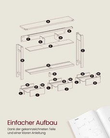 Mesa consola com três gavetas e prateleira inferior para corredor 24 x 120 x 76 cm castanho mel