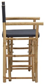 Cadeiras realizador dobráveis 2 pcs bambu e tecido cinza-escuro