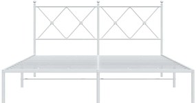 Estrutura de cama com cabeceira 150x200 cm metal branco