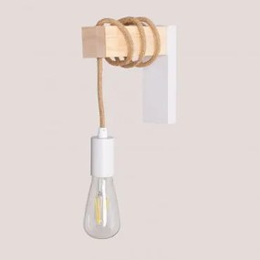 Aplique De Parede Em Ferro Tina Branco- Madeira Natural - Sklum