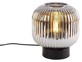 Candeeiro de mesa Art Deco preto com vidro fumê - Karel Art Deco