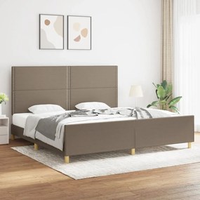 Cama sem colchão 200x200 cm tecido cinzento-acastanhado