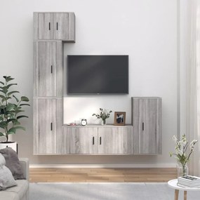 vidaXL Conjunto móveis de TV 5 pcs madeira processada sonoma cinza