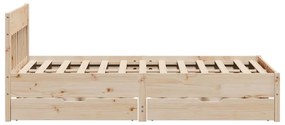 Cama sem colchão 140x190 cm madeira de pinho maciça