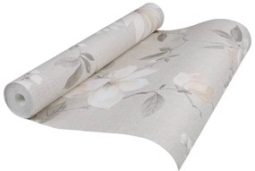 Papel parede 3D c/ padrão flores 10x0,53 m não-tecido cinza