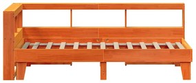 Cama com estante sem colchão 75x190cm pinho maciço castanho-mel