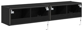 Armários de TV vidaXL com luzes LED 2 pcs Preto Carvalho 80x35x31 cm