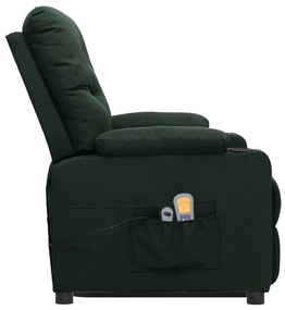 Poltrona elevatória de massagens tecido verde-escuro