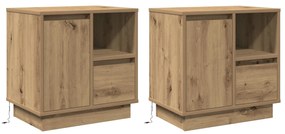 Camas de Cabeceira  com LED 2 pcs Carvalho Artesanal 50x34,5x50 cm