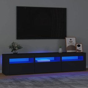 Móvel de TV com luzes LED 180x35x40 cm preto