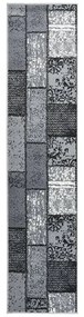 vidaXL Passadeira 60x400 cm polipropileno cinzento com padrão blocos