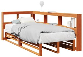 vidaXL Cama com estante sem colchão 90x190cm pinho maciço castanho-mel