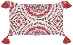 Conjunto de 2 almofadas decorativas em algodão vermelho e branco 30 x 50 cm ANTHEMIS Beliani
