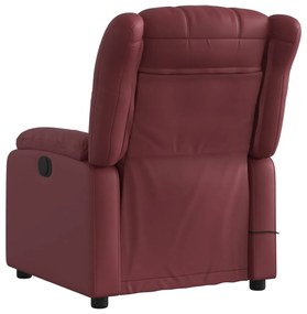 Poltrona massagens reclinável couro artificial vermelho tinto