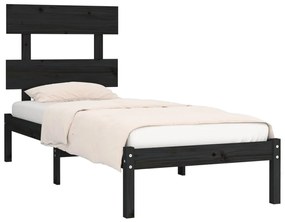 Estrutura de cama pequena solteiro 75x190 cm madeira preto