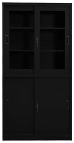 Armário de escritório c/ porta deslizante 90x40x180cm aço preto