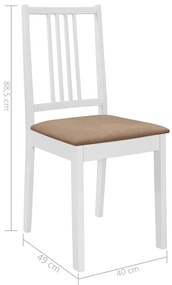 Cadeiras de jantar com almofadões 4 pcs madeira maciça branco