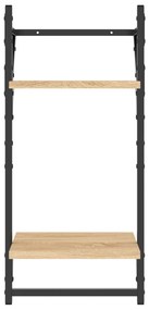 Estante 2 prateleiras c/ barras 2pcs 30x25x65cm carvalho sonoma