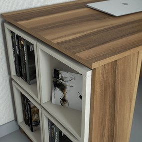 Secretária Box – Nogueira e Creme – 120x75x65 cm