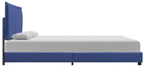 Estrutura de cama sem colchão 150x200 cm tecido azul