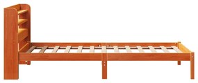Estrutura cama c/ cabeceira 100x200cm pinho maciço castanho-mel