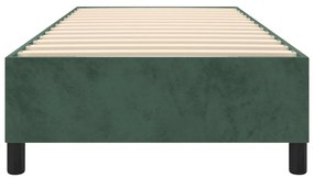 Estrutura de cama sem colchão 80x200 cm veludo verde-escuro