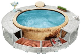 vidaXL Contorno de spa vime PE cinzento-claro