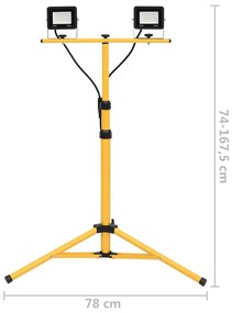 Projetor c/ iluminação LED e tripé 2x20 W branco frio