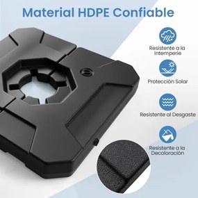 Base para guarda-sol 88 x 88 x 13 cm (BASE CRUZADA NÃO INCLUIDA), 124 kg, 2 placas quadradas pesadas, enchimento com água ou areia, com alças, 88 x 88