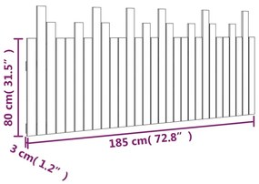 Cabeceira de parede 185x3x80 cm madeira de pinho maciça