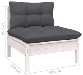 14 pcs conjunto lounge de jardim c/ almofadões pinho branco