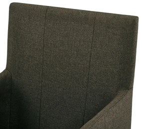 Cadeiras de jantar com apoio de braços 6 pcs tecido castanho