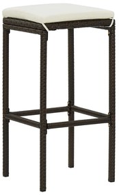 Bancos de bar com almofadões 4 pcs vime PE castanho