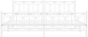 Estrutura de cama com cabeceira e pés 200x200 cm metal branco