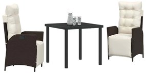 Conjunto de Jantar de Jardim de 3 Peças em Rattan Sintético Castanho