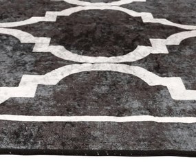 Tapete lavável antiderrapante 80x300 cm preto e branco