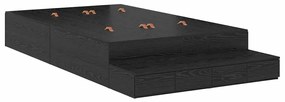 Cama de Armazenamento Preto Carvalho 120x190 cm