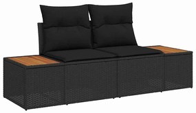 Conjunto de Sofá de Jardim com 11 Peças e Almofadas Pretas em Rattan d