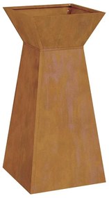 Vaso de Pilar pra Jardim com Tigela 35x35x73 cm em Aço Corten.