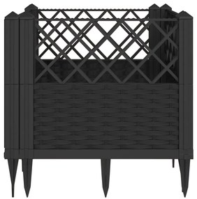 Vaso/floreira de jardim c/ estacas 43,5x43,5x43,5cm PP preto