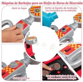 Andador Carro de bombeiros de brinquedo para crianças dos 18 aos 36 meses com função de bolha Música Sirene Carrinho de empurrar 82 x 82 x 45 cm Verme