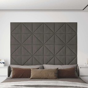 vidaXL Painel de parede 12 pcs 30x30 cm veludo 0,54 m² cinza-escuro
