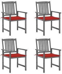 vidaXL Cadeiras de jardim com almofadões 4 pcs acácia maciça cinza