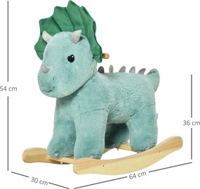 Brinquedo de Baloiço de Dinossauro, 64 x 30 x 54 cm, Efeito Sonoro de Rugido, Verde Escuro