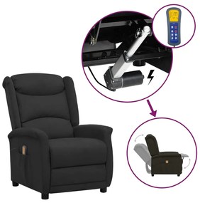 vidaXL Poltrona elevatória de massagens tecido de microfibra preto