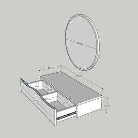 Cômoda Princesse – Nogueira – 82x15x30 cm