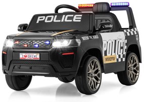 Carro elétrico infantil 12V, carro elétrico de polícia infantil com controle remoto, carro elétrico para crianças a partir de 3 anos, branco